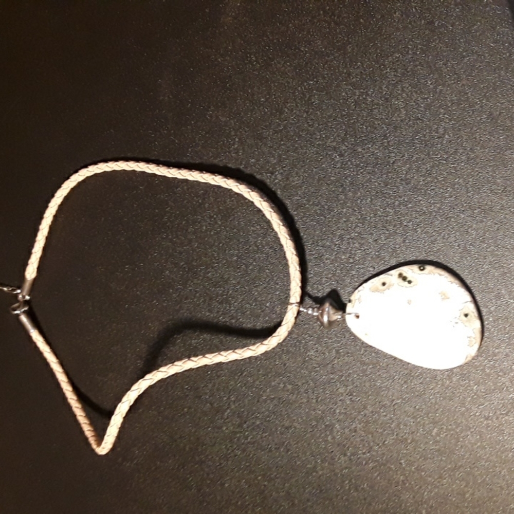 Handmade Stone Pendant With Braided Wrap Choker